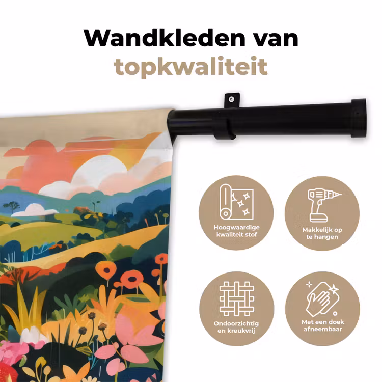 Zonlicht - Heuvels - Wolkenlucht Wandkleed katoen klein -sfeer2
