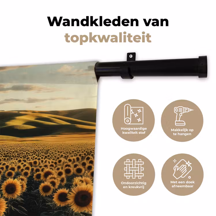 Zonnebloem - Veld - Windmolen Wandkleed katoen klein -sfeer2