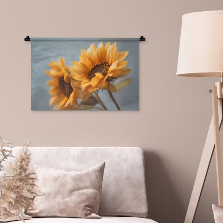 Zonnebloemen - Geel - Wazig Wandkleed katoen klein -sfeer4