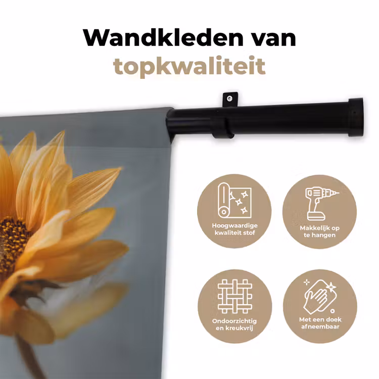 Zonnebloemen - Geel - Wazig Wandkleed katoen klein -sfeer2