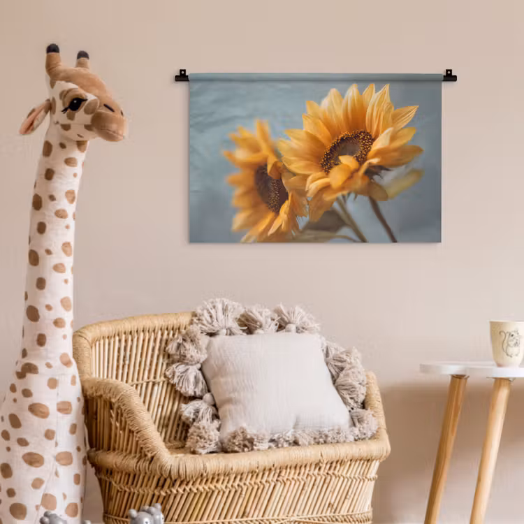 Zonnebloemen - Geel - Wazig Wandkleed katoen klein -wsfeer5_kind
