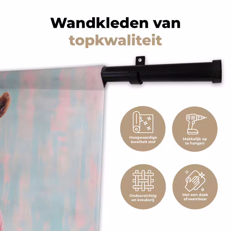 Zonnebril - Roze - Geit - Horen Wandkleed katoen klein -sfeer2
