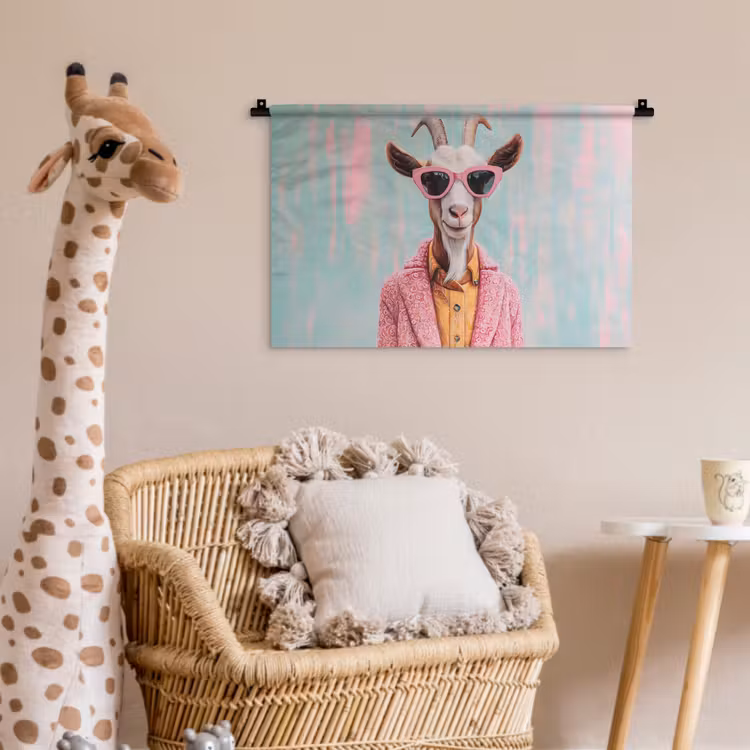 Zonnebril - Roze - Geit - Horen Wandkleed katoen klein -wsfeer5_kind