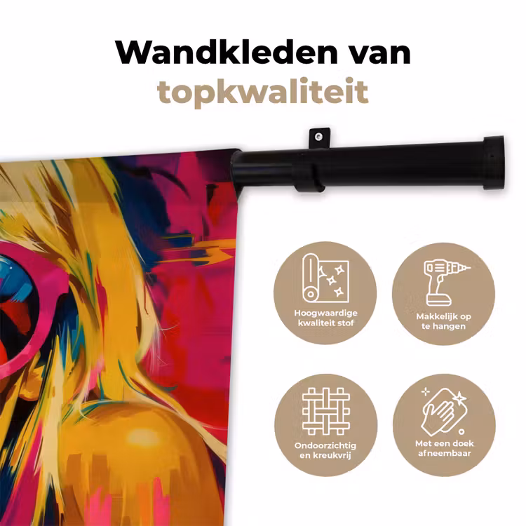 Zonnebril - Roze - Vrouw - Rietje Wandkleed katoen klein -sfeer2
