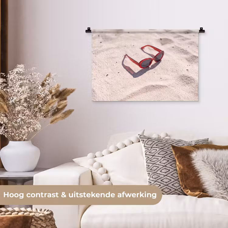Zonnebril - Strand - Vakantie - Rood Wandkleed katoen klein -sfeer1