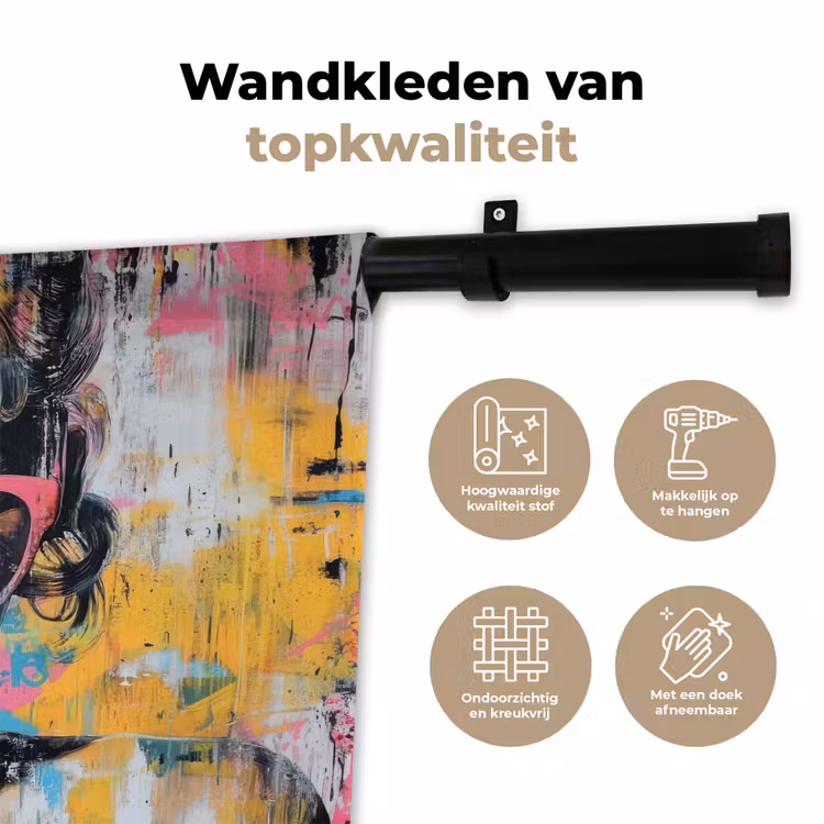 Zonnebril - Vrouw - Kleurrijk - Verfspetters Wandkleed katoen klein -sfeer2
