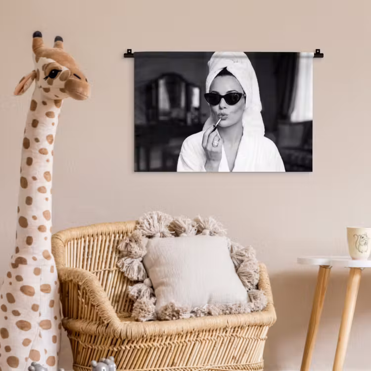 Zonnebril - Vrouw - Zwart - Wit Wandkleed katoen klein -wsfeer5_kind