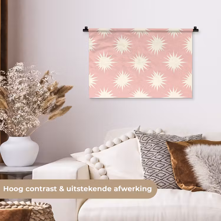 Zonnen - Patroon - Roze Wandkleed katoen klein 269 -sfeer1