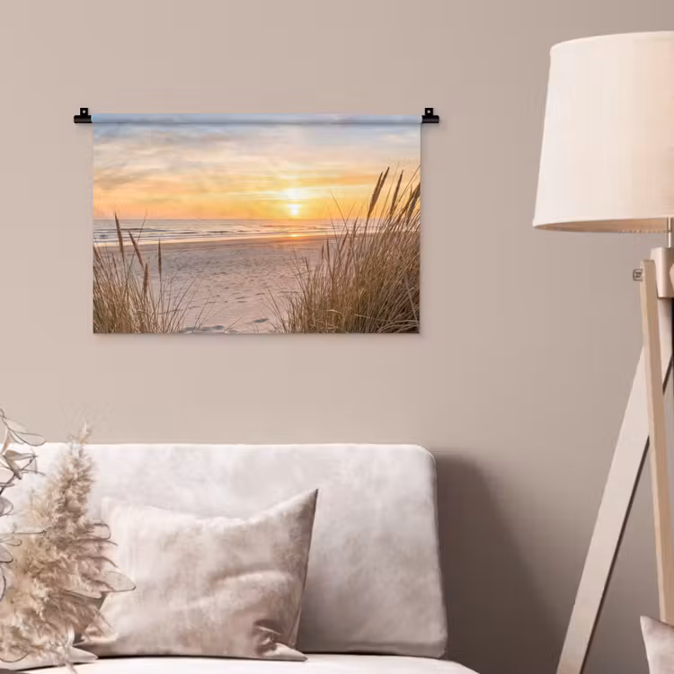 Zonsondergang - Duinen - Zee Wandkleed katoen klein -sfeer4