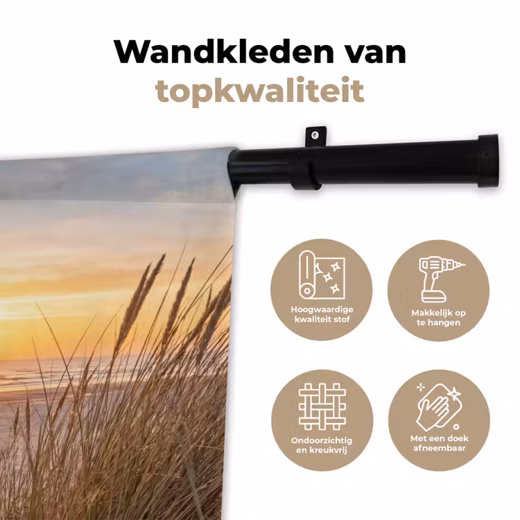 Zonsondergang - Duinen - Zee Wandkleed katoen klein -sfeer2