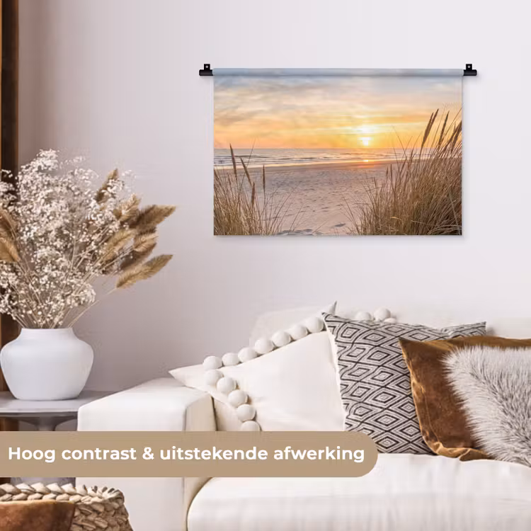 Zonsondergang - Duinen - Zee Wandkleed katoen klein -sfeer1