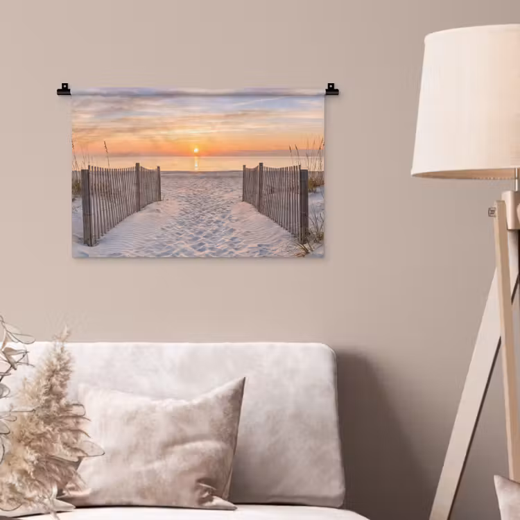Zonsondergang - Strand - Zand Wandkleed katoen klein -sfeer4