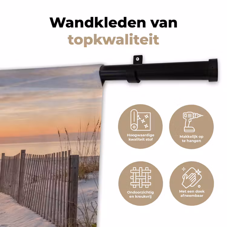 Zonsondergang - Strand - Zand Wandkleed katoen klein -sfeer2
