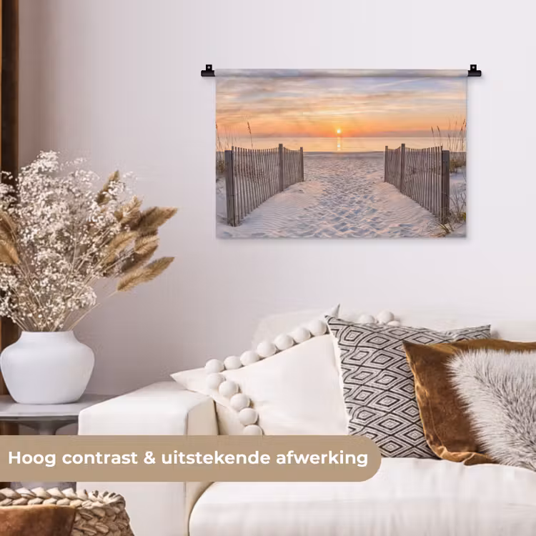 Zonsondergang - Strand - Zand Wandkleed katoen klein -sfeer1