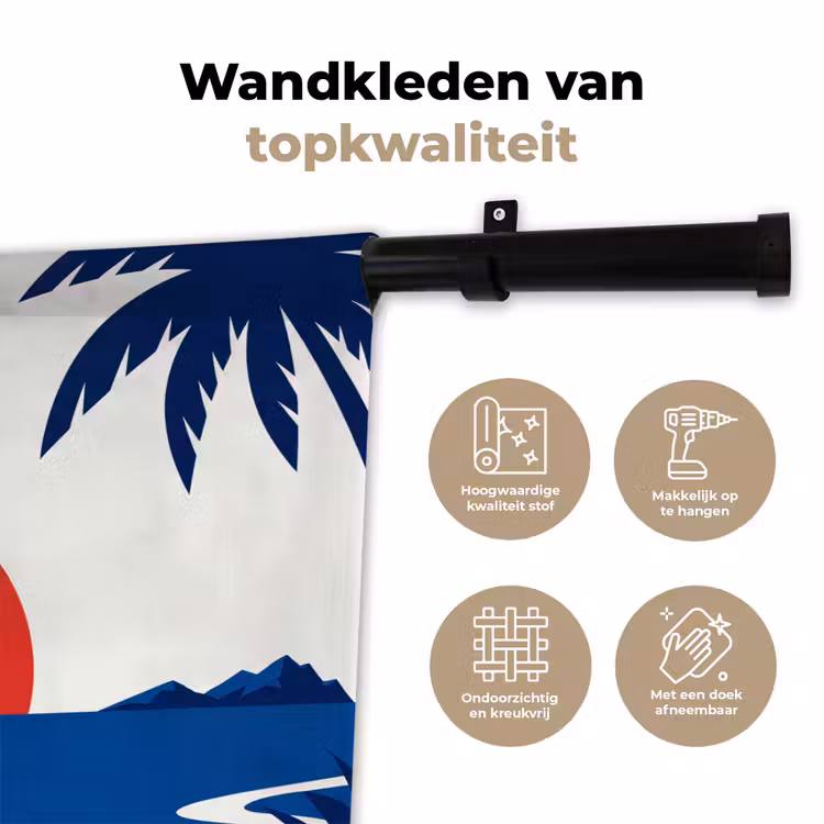 Zonsondergang - Zee - Palmboom - Tropisch - Modern Wandkleed katoen klein -sfeer2