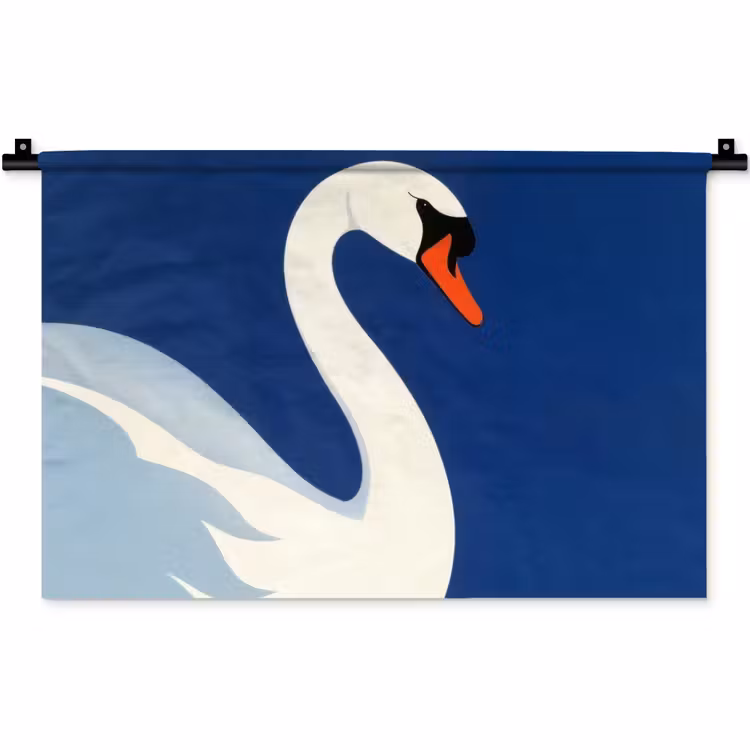 Zwaan - Wit - Snavel - Illustratie Wandkleed katoen klein -zz3d