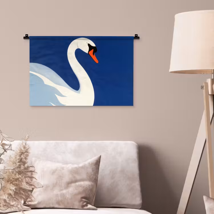 Zwaan - Wit - Snavel - Illustratie Wandkleed katoen klein -sfeer4