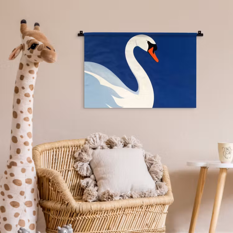 Zwaan - Wit - Snavel - Illustratie Wandkleed katoen klein -wsfeer5_kind