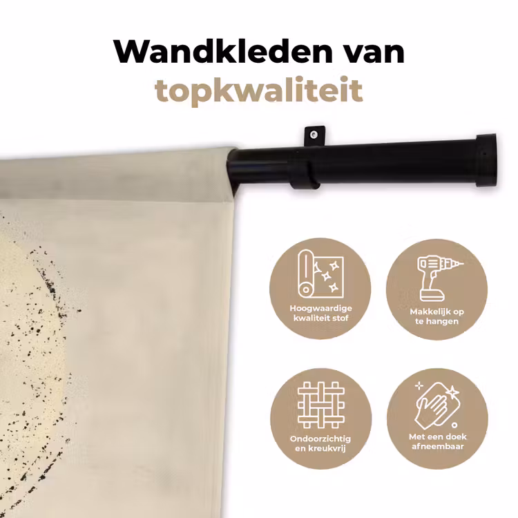 Zwart - Bestek - Rondje Wandkleed katoen klein -sfeer2
