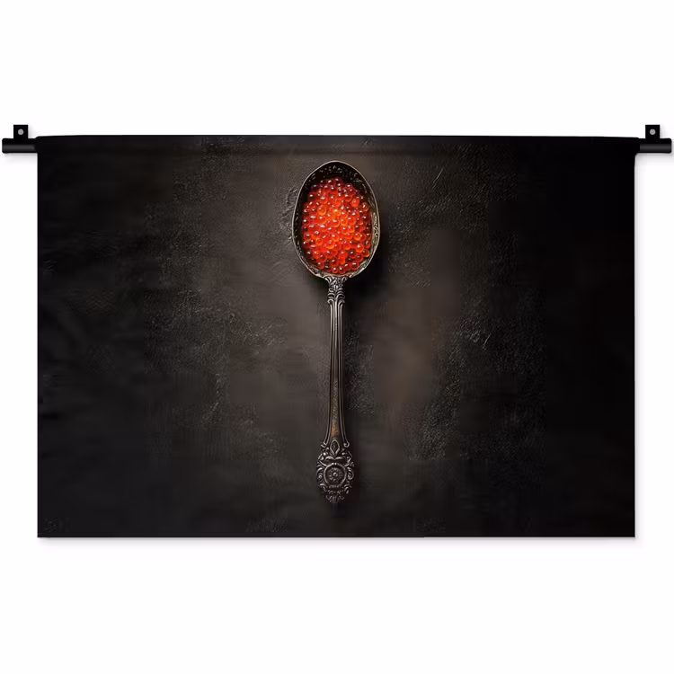 Zwart - Lepel - Caviar Wandkleed katoen klein -zz3d
