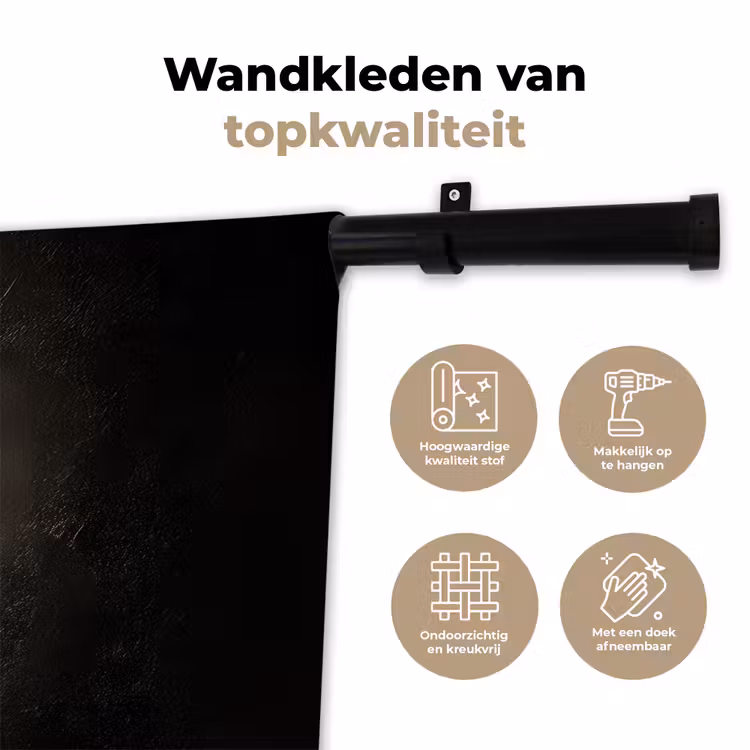 Zwart - Lepel - Caviar Wandkleed katoen klein -sfeer2