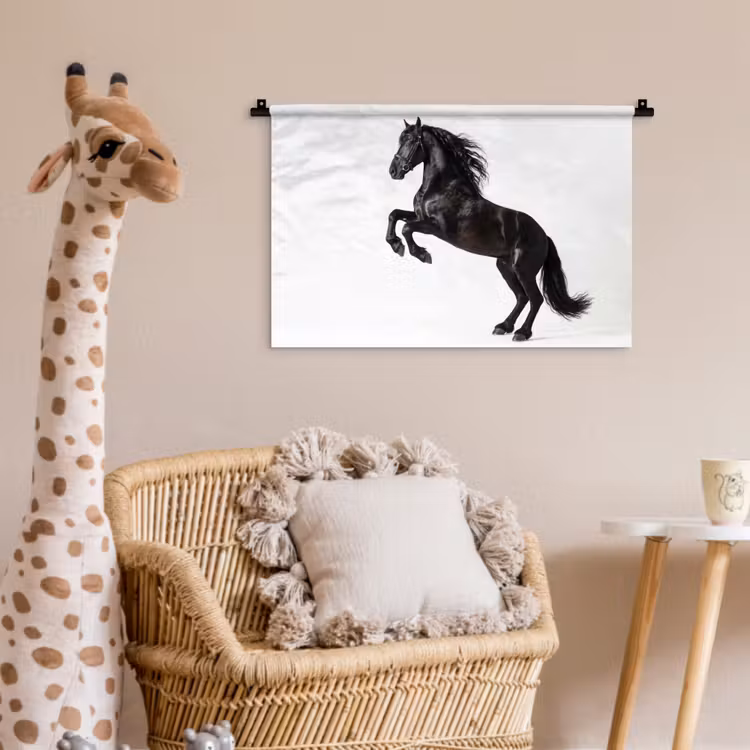 Zwart - Paard - Portret Wandkleed katoen klein -wsfeer5_kind