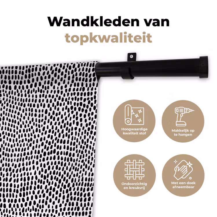 Zwart - Stippen - Wit Wandkleed katoen klein 269 -sfeer2