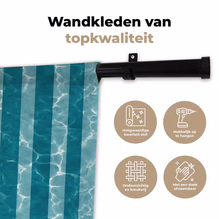 Zwembad - Strepen - Groen Wandkleed katoen klein 269 -sfeer2