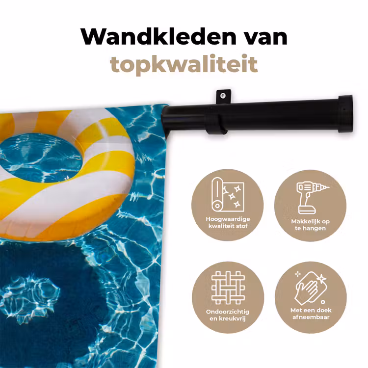 Zwembad - Zwembanden - Zomer - Geel - Blauw Wandkleed katoen klein -sfeer2