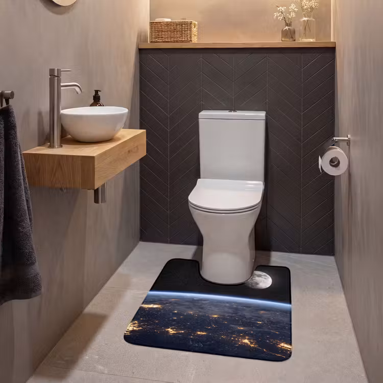 WC Mat - Aarde - Nacht - Ruimte - Aarde - Nacht - Ruimte WCmat U-uitsnede middel