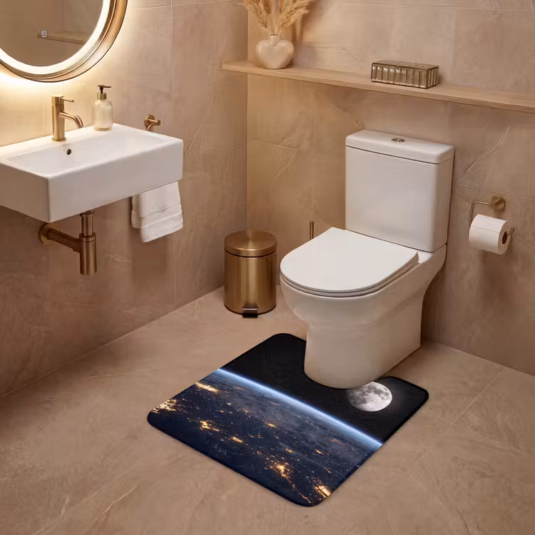 WC Mat - Aarde - Nacht - Ruimte - Aarde - Nacht - Ruimte WCmat U-uitsnede middel