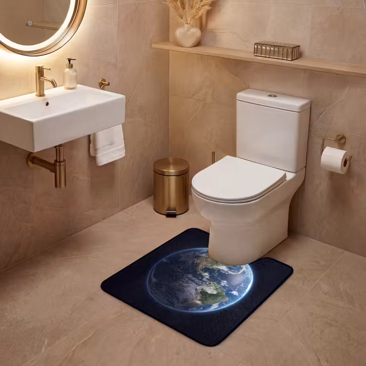 WC Mat - Aarde - Ruimte - Kosmos - Aarde - Ruimte - Kosmos WCmat U-uitsnede middel