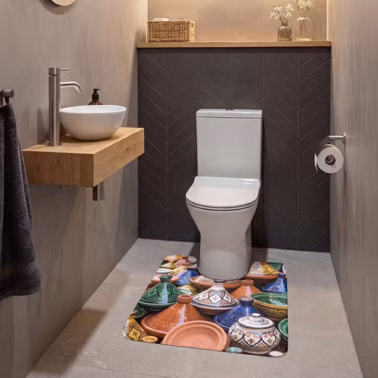 WC Mat - Aardewerk - Kleurrijk - Patroon - Aardewerk - Kleurrijk - Patroon WCmat U-uitsnede middel