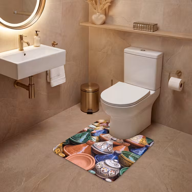 WC Mat - Aardewerk - Kleurrijk - Patroon - Aardewerk - Kleurrijk - Patroon WCmat U-uitsnede middel