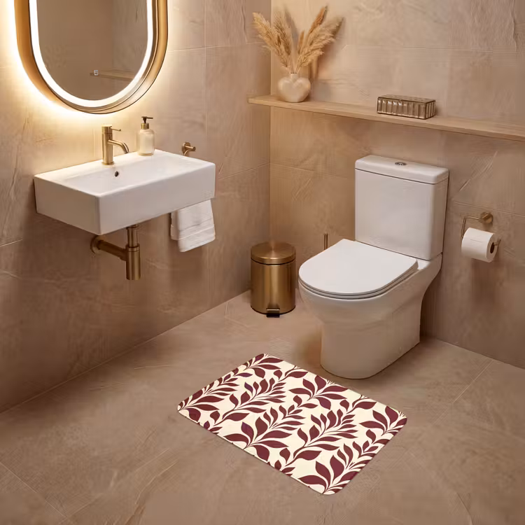 Abstract - Bladeren - Burgundy WCmat klein 1009 -sfeer3