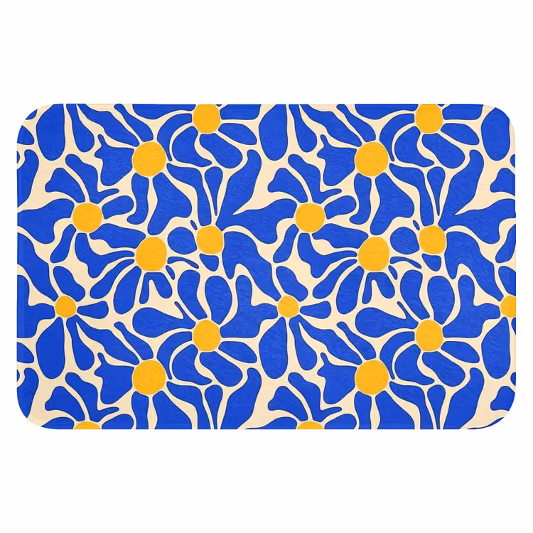 Abstract - Bloem - Blauw WCmat klein 1009 -3d