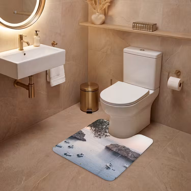 WC Mat - Baai - boten - zonsondergang - Baai - boten - zonsondergang WCmat U-uitsnede middel