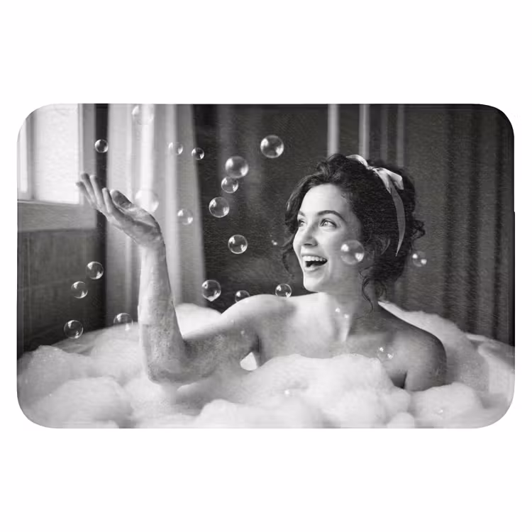 Bad - Bubbels - Zwart - Wit WCmat klein -3d