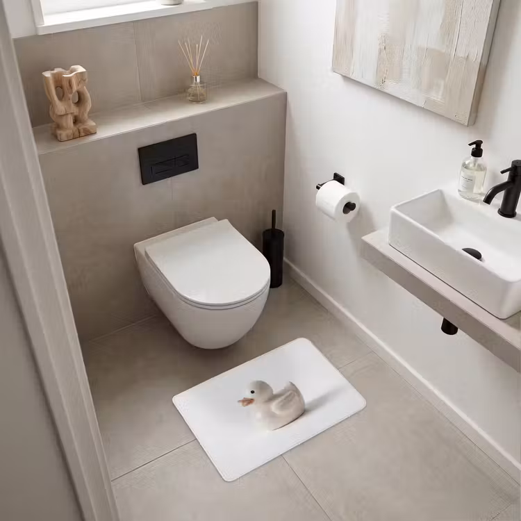 Badeend - Minimalistisch - Wit WCmat klein -sfeer1