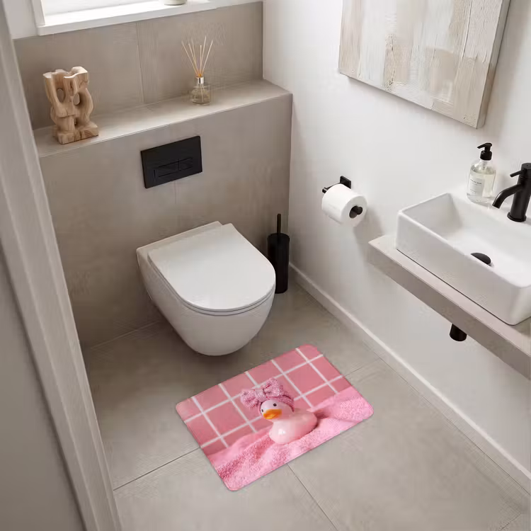 Badeend -Strik - Roze WCmat klein -sfeer1