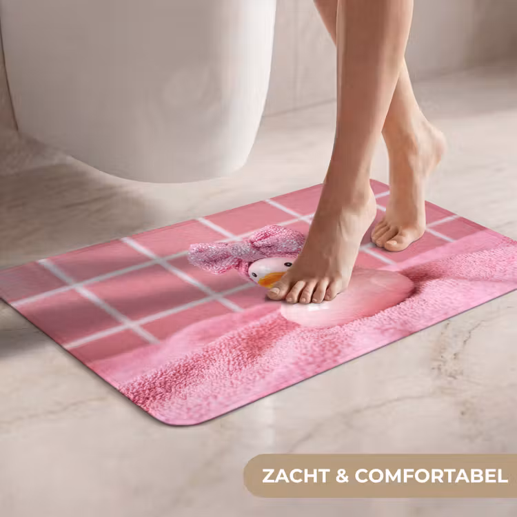 Badeend -Strik - Roze WCmat klein -USP_ZachtNL