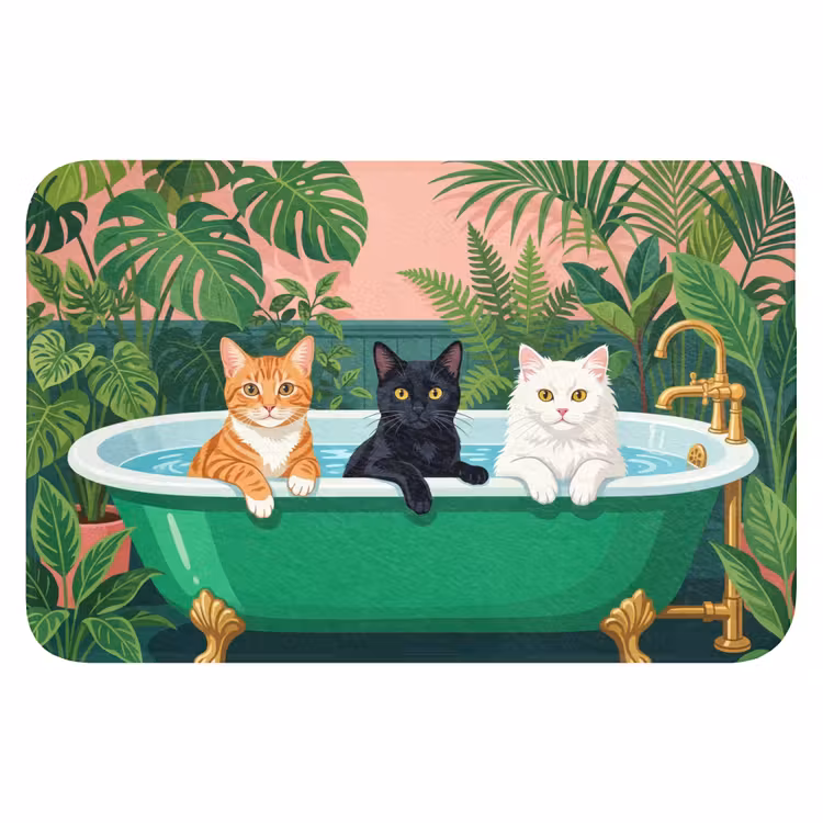 Badkamer - Kattenparade - Kleurrijk WCmat klein -3d