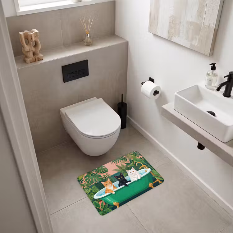 Badkamer - Kattenparade - Kleurrijk WCmat klein -sfeer1