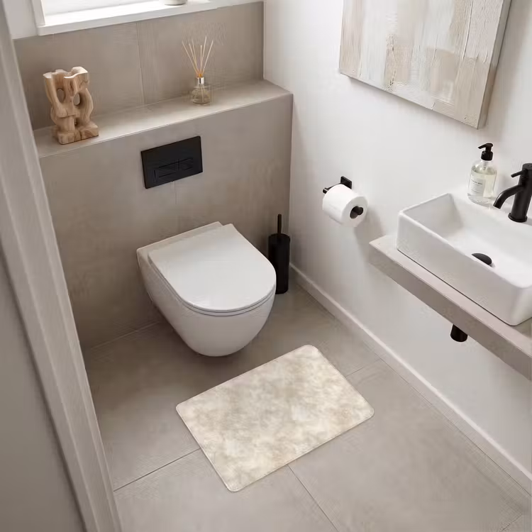 Beige - Reliëfstructuur - Natuursteen WCmat klein 1009 -sfeer1