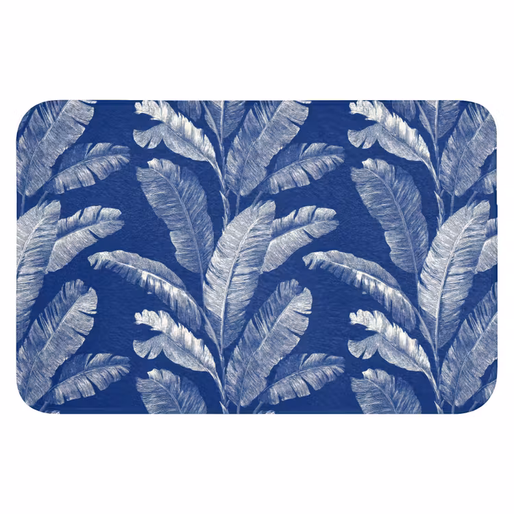 Blad - Palm - Blauw WCmat klein 1009 -3d