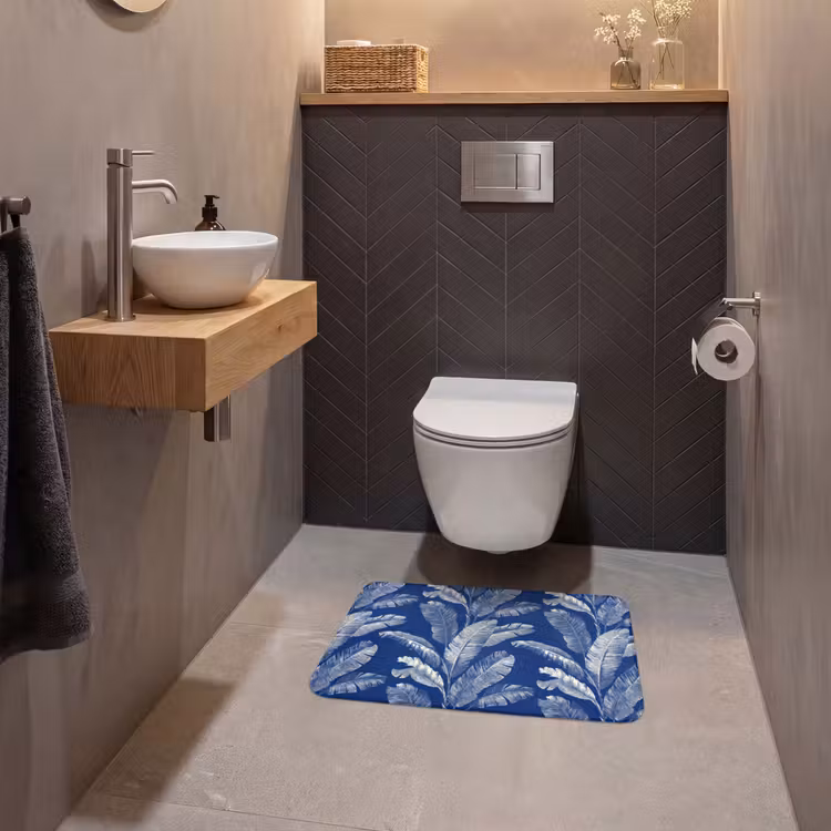 Blad - Palm - Blauw WCmat klein 1009 -sfeer2