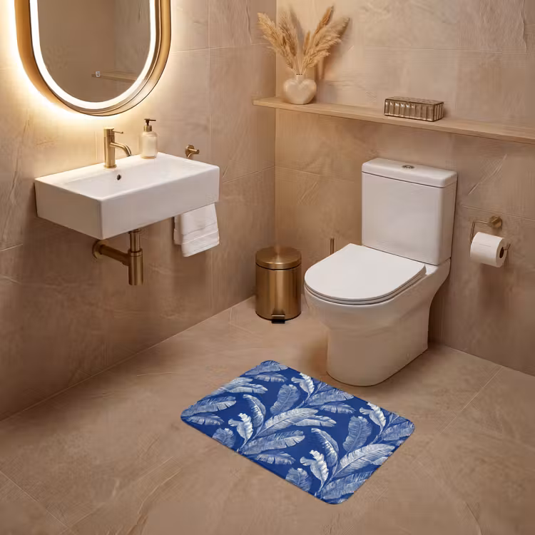 Blad - Palm - Blauw WCmat klein 1009 -sfeer3