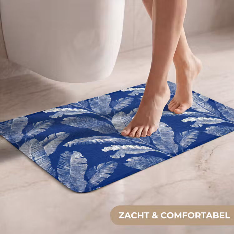 Blad - Palm - Blauw WCmat klein 1009 -USP_ZachtNL