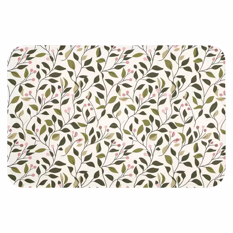 Bladeren - Bessen - Roze WCmat klein 1009 -3d