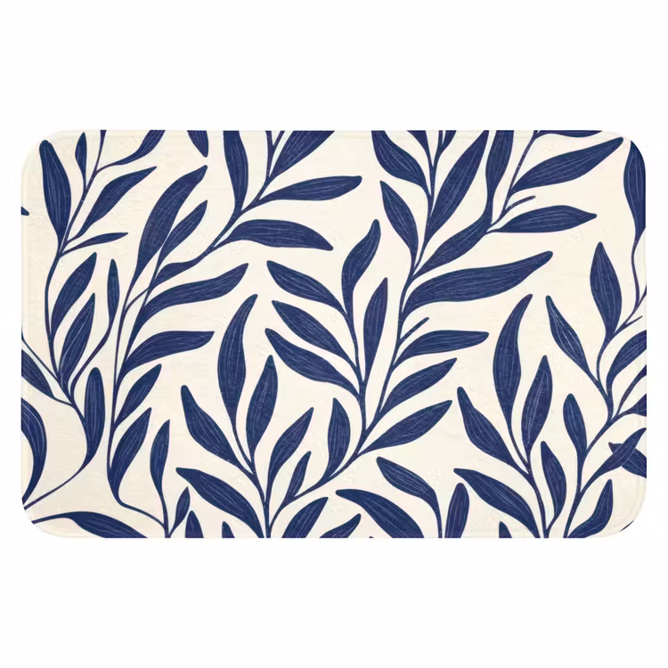 Bladeren - Klimop - Donkerblauw WCmat klein -3d